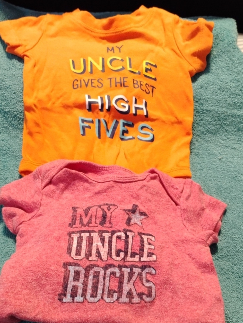 Carter's Orange and Red 'My Uncle' Graphic Onesies